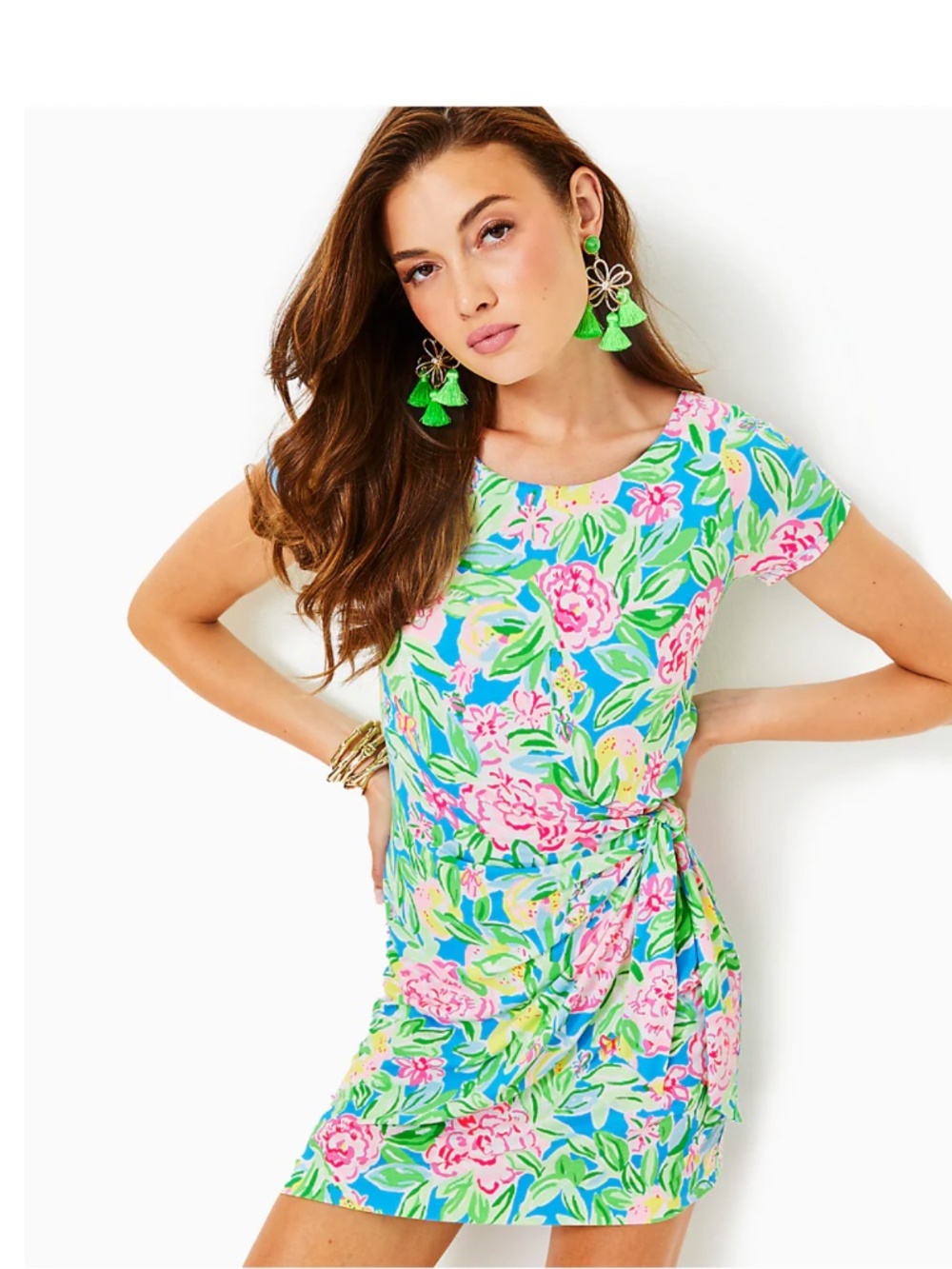 Lilly Pulitzer Bryson Skirted Romper Faux Wrap Dress Multi Grove Garden Floral